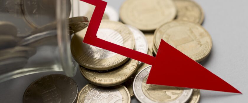 jar of coins economy crisis concept